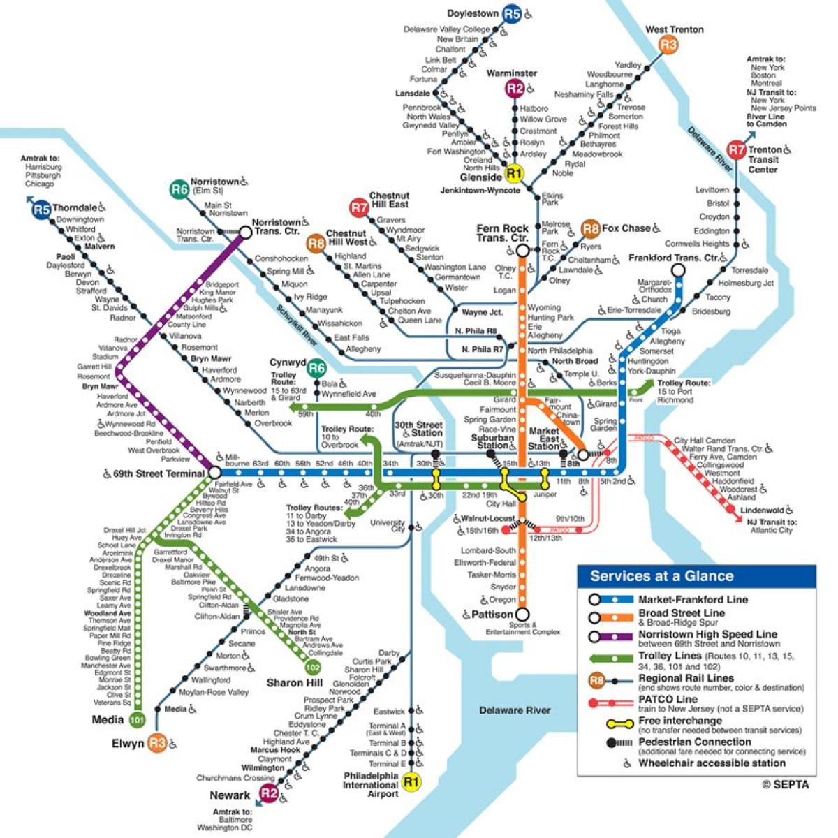 карта метро Филаделфији