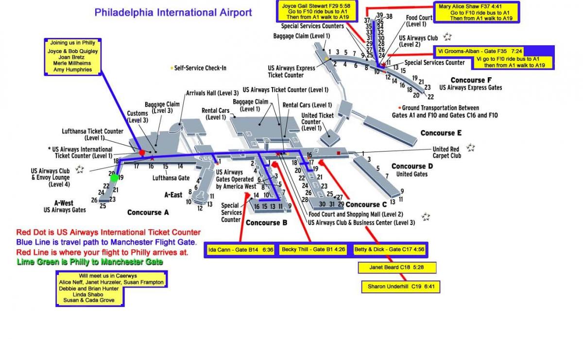 мапа аеродрома у Филаделфији
