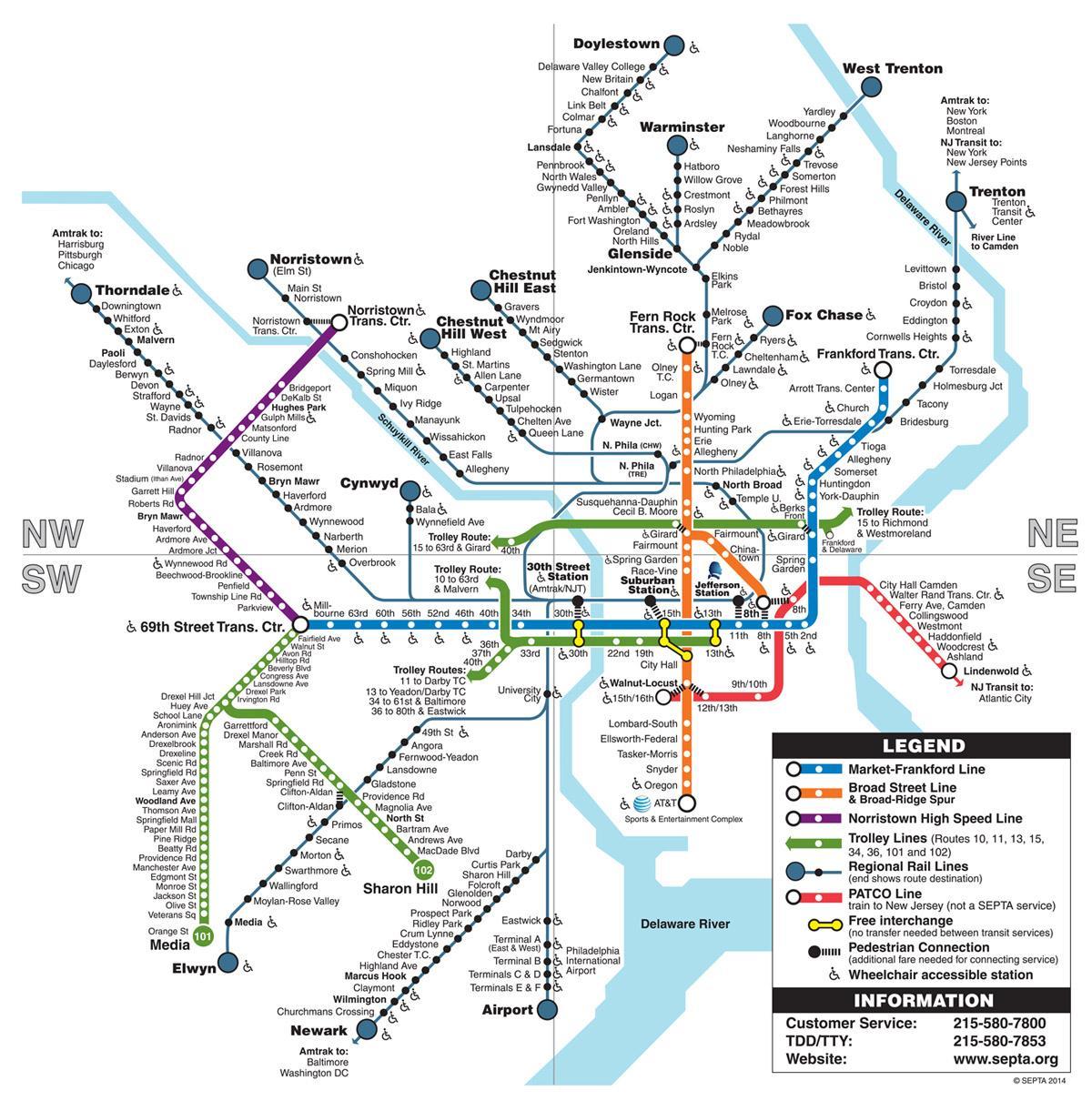 карта метро у Филаделфији
