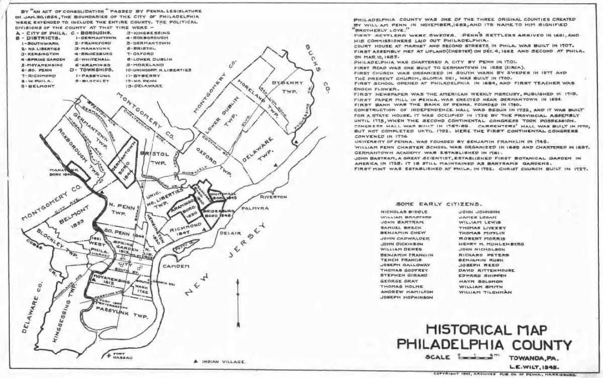 Округ Филаделфија мапи