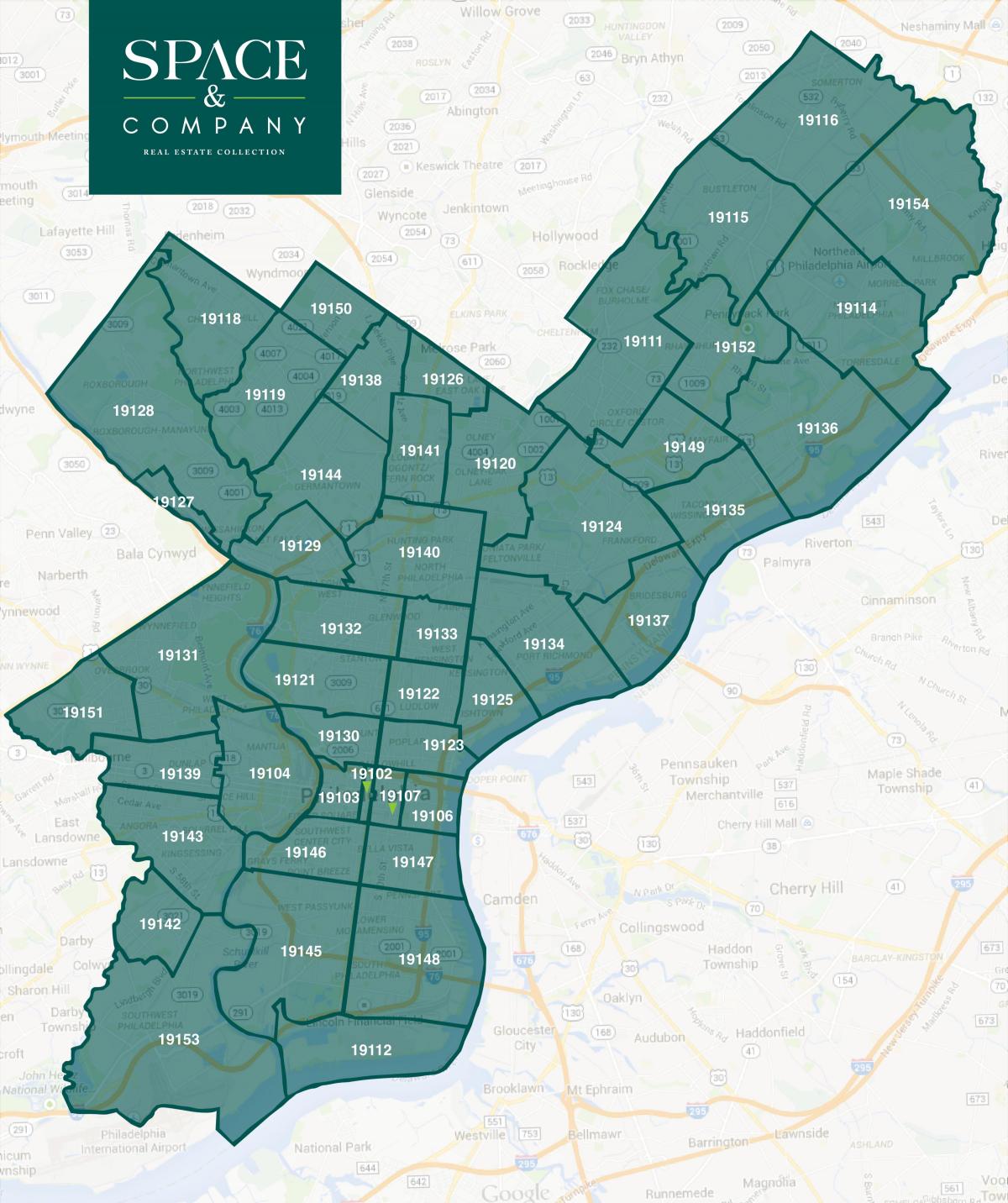 карта центра града Филаделфије број