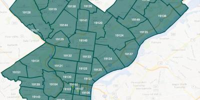 Мапа насеља Филаделфији и зип кодови